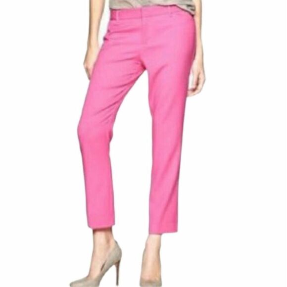 GAP Bubblegum Barbie Pink Twill Slim Cropped Pant Women Size 2 Fun Spring - Picture 1 of 16